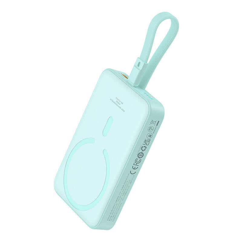 Batteria Esterna Wireless Baseus Magnetic Mini, 10000mAh, 20W, PD + FQI, 1 x Lightning - 1 x QI - 1 x USB-C, Verde P10022109333-00