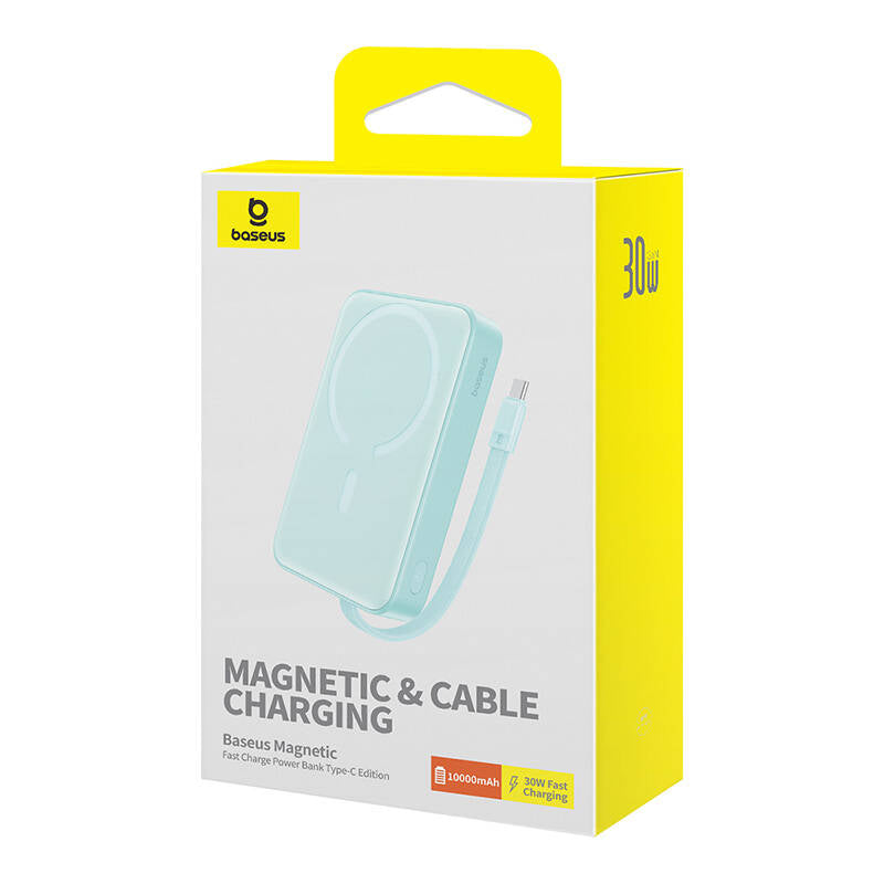 Batteria Esterna Wireless Baseus Magnetic Mini, 10000mAh, 30W, PD + FQI, 1 x Lightning - 1 x QI - 1 x USB-C, Blu P1002210B333-00