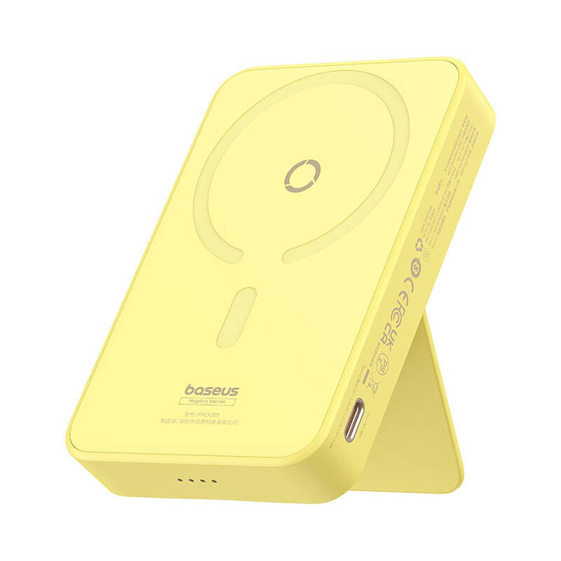 Batteria Esterna Wireless Baseus MagPro PPCXZ05, 5000mAh, 20W, PD + FQI, 1 x QI - 1 x USB-C, Gialla P10064101Y23-00