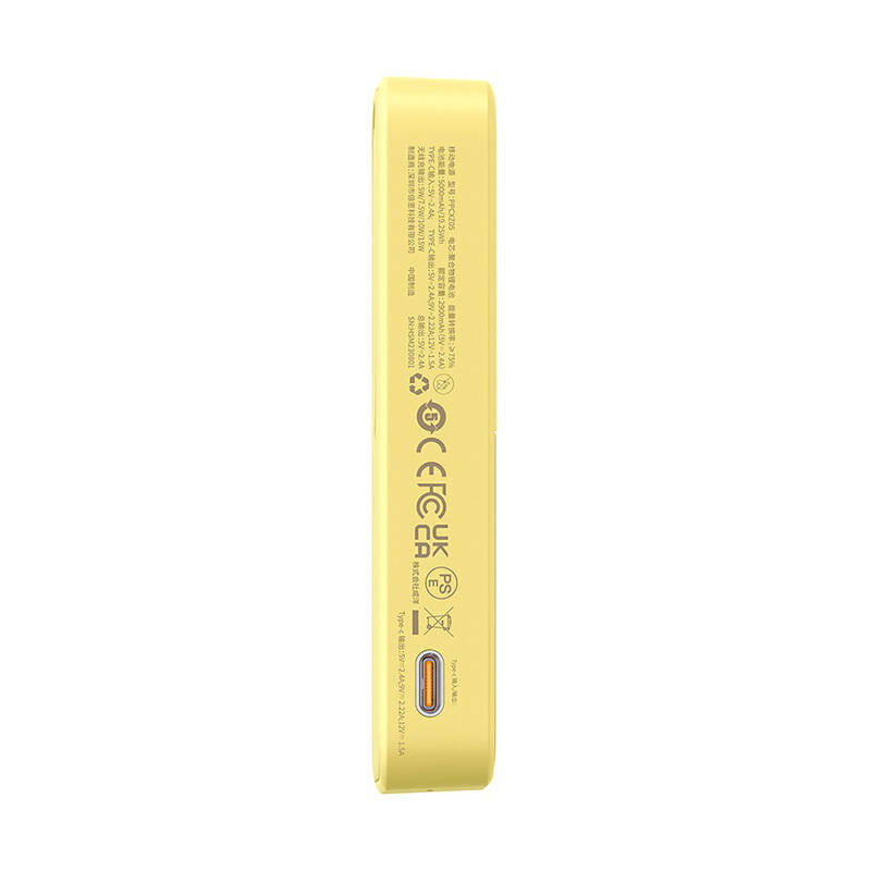 Batteria Esterna Wireless Baseus MagPro PPCXZ05, 5000mAh, 20W, PD + FQI, 1 x QI - 1 x USB-C, Gialla P10064101Y23-00