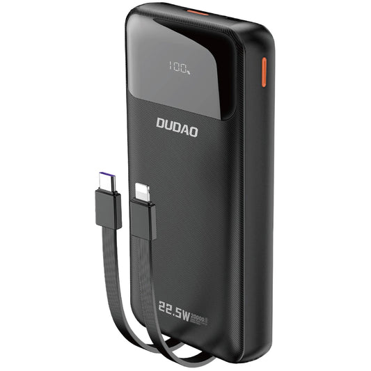 Batteria esterna Dudao K15Pro, 20000mAh, 22,5W, QC + PD, 1 x USB-A - 1 x USB-C, Nero