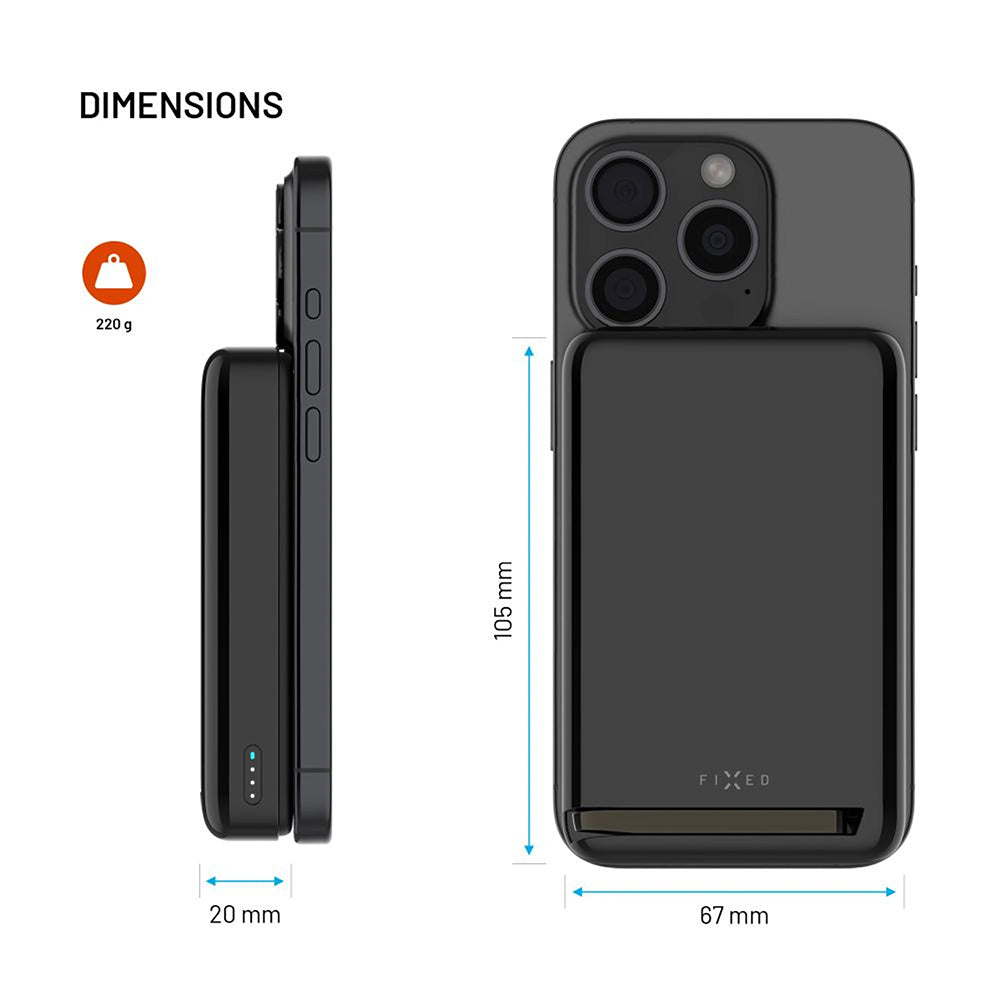 Batteria Esterna Wireless Fixed MagZen 10 Pro, 10000mAh, 30W, PD + FQI, 1 x QI - 1 x USB-C, Nera