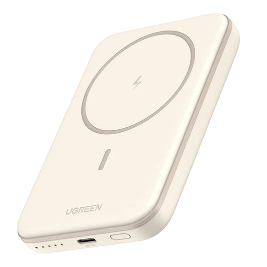 UGREEN PB560 Batteria esterna senza fili, 5000mAh, 15W, PD + QI, 1 x QI - 1 x USB-C, Beige