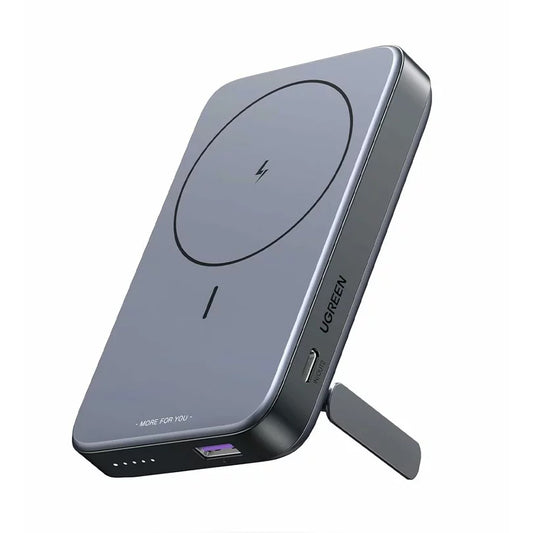 UGREEN PB206 Batteria esterna senza fili, 10000mAh, 20W, QC + PD + FQI, 1 x QI - 1 x USB-A - 1 x USB-C, Grigio