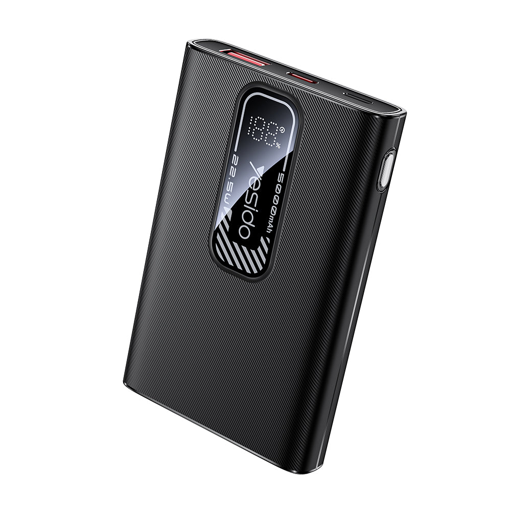 Batteria Esterna Yesido YP92, 5000mAh, 22.5W, QC + PD, 1 x USB-A - 1 x USB-C, Nera