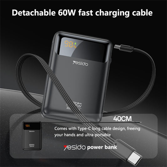 Batteria Esterna Yesido YP97, 20000mAh, 65W, PD, 2 x USB-C, Grigio