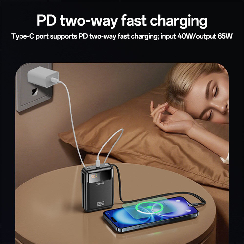 Batteria Esterna Yesido YP97, 20000mAh, 65W, PD, 2 x USB-C, Grigio