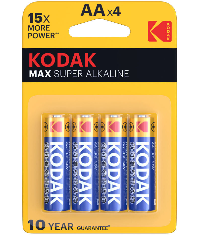 Batteria Kodak Max Super Alkaline, AA / LR6, Set da 4 pezzi