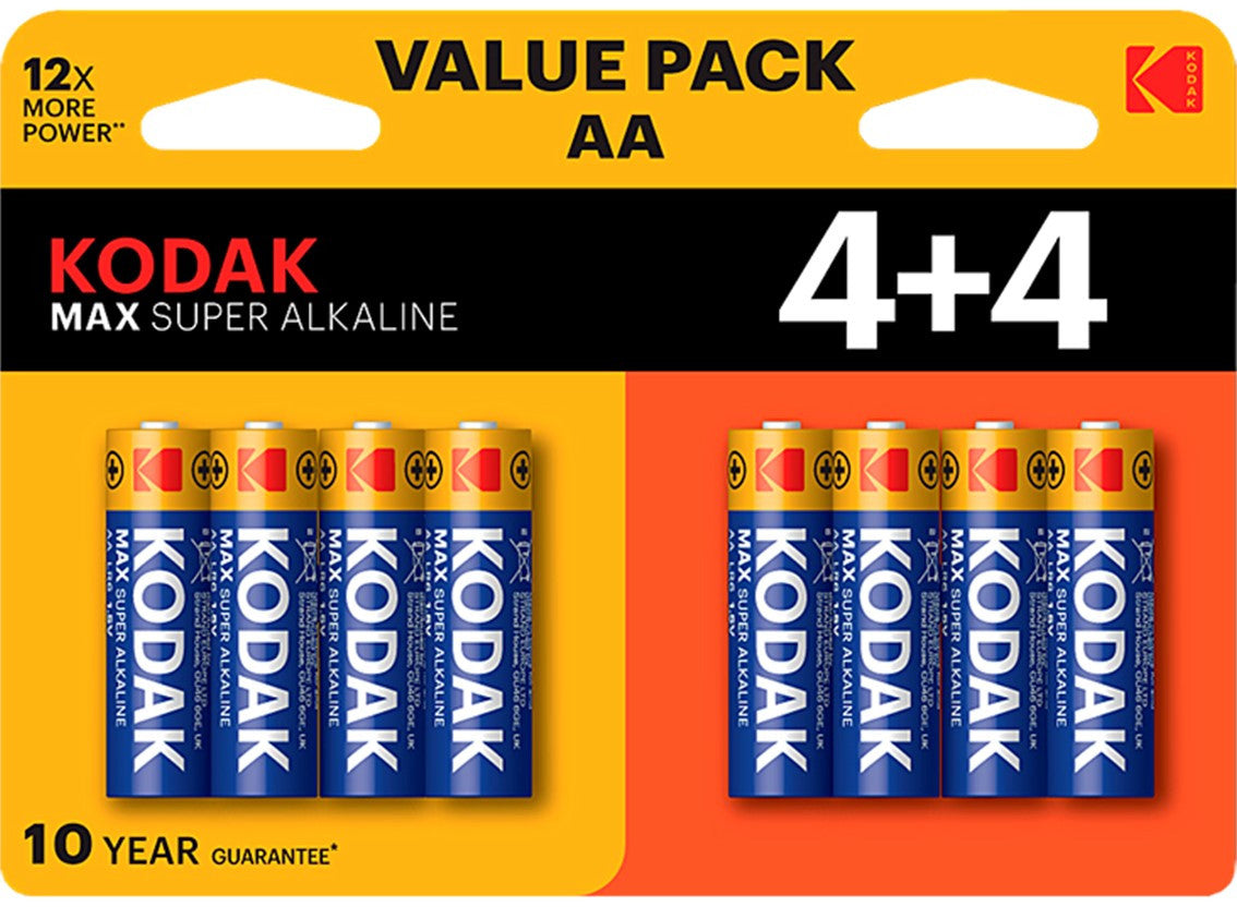 Batteria Kodak Max Super Alkaline, AA / LR6, Set da 8 pezzi