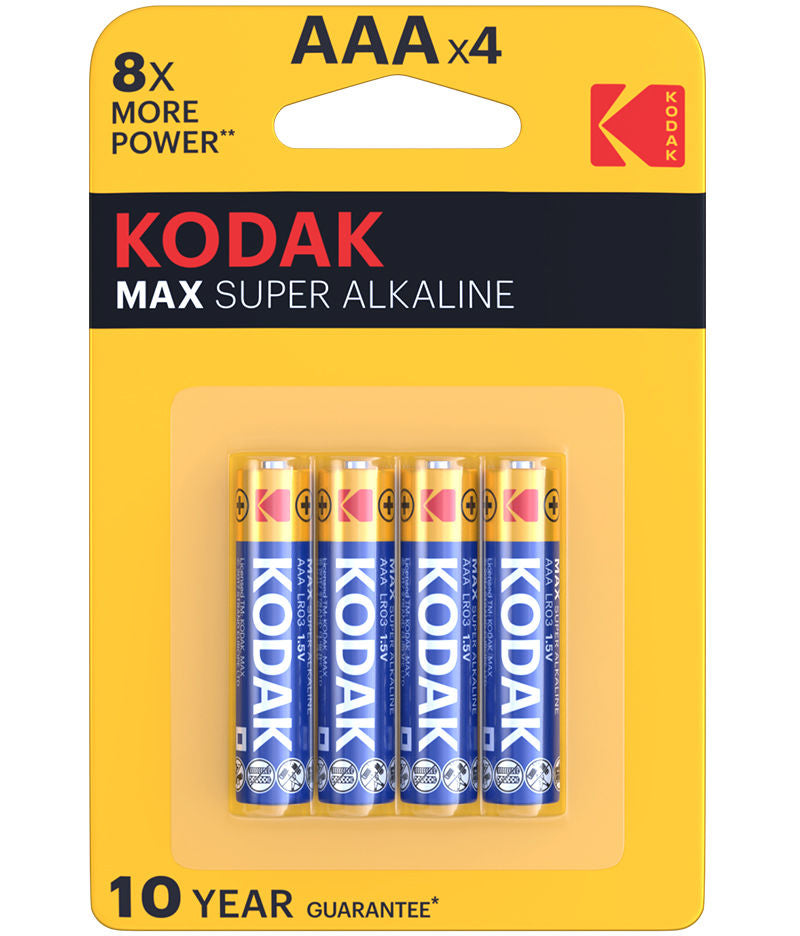 Batteria Kodak Max Super Alkaline, AAA / LR3, Set da 4 pezzi