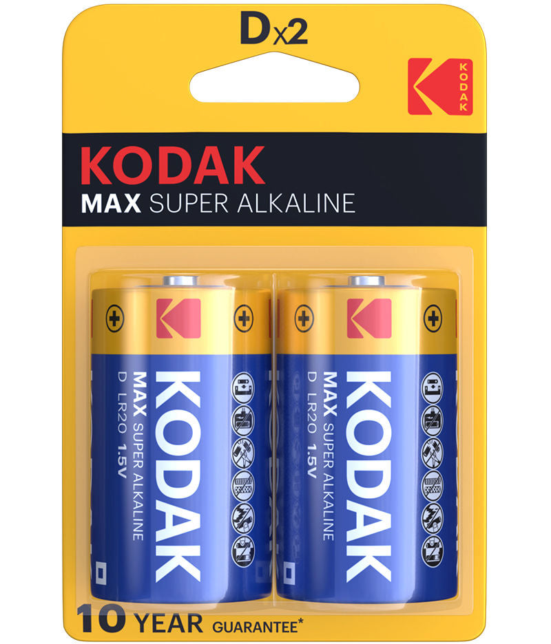 Batteria Kodak Max Super Alkaline, LR20, Set 2 pezzi
