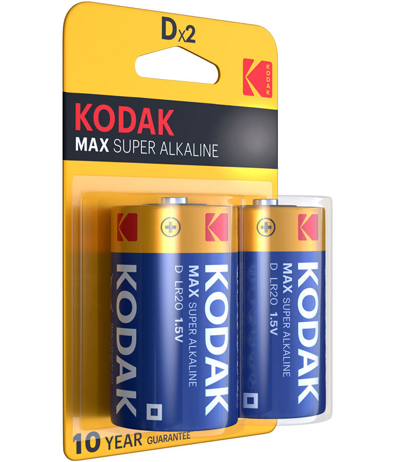 Batteria Kodak Max Super Alkaline, LR20, Set 2 pezzi