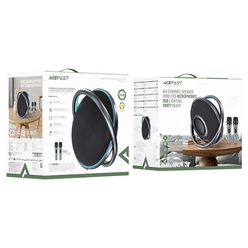 Cassa Bluetooth Acefast Karaoke K5 Max, 350W, TWS, RGB, Impermeabile, Nera