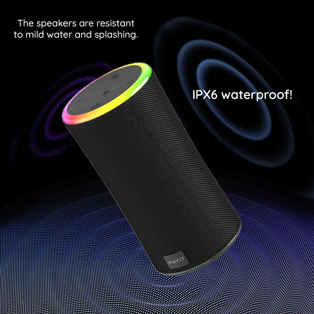 Cassa Portatile Bluetooth HAVIT SK833BT, 2 x 10W, RGB, Impermeabile, Nera