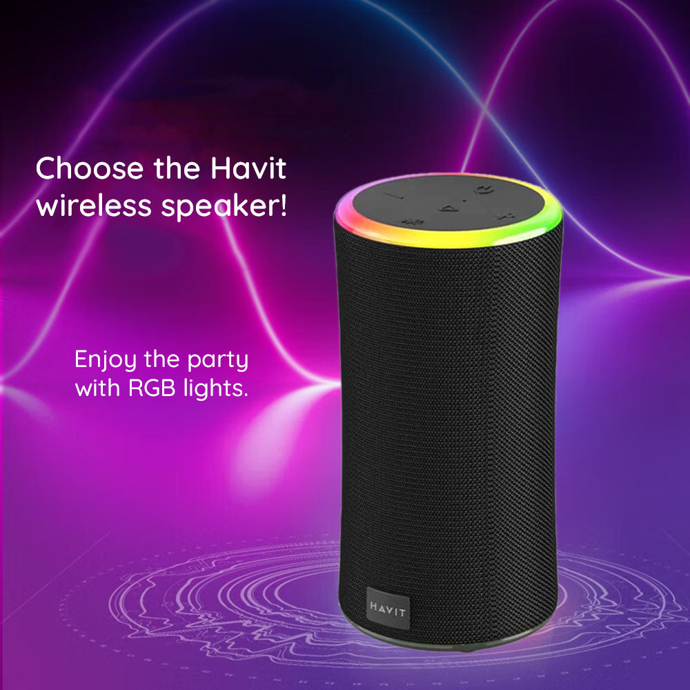 Cassa Portatile Bluetooth HAVIT SK833BT, 2 x 10W, RGB, Impermeabile, Nera