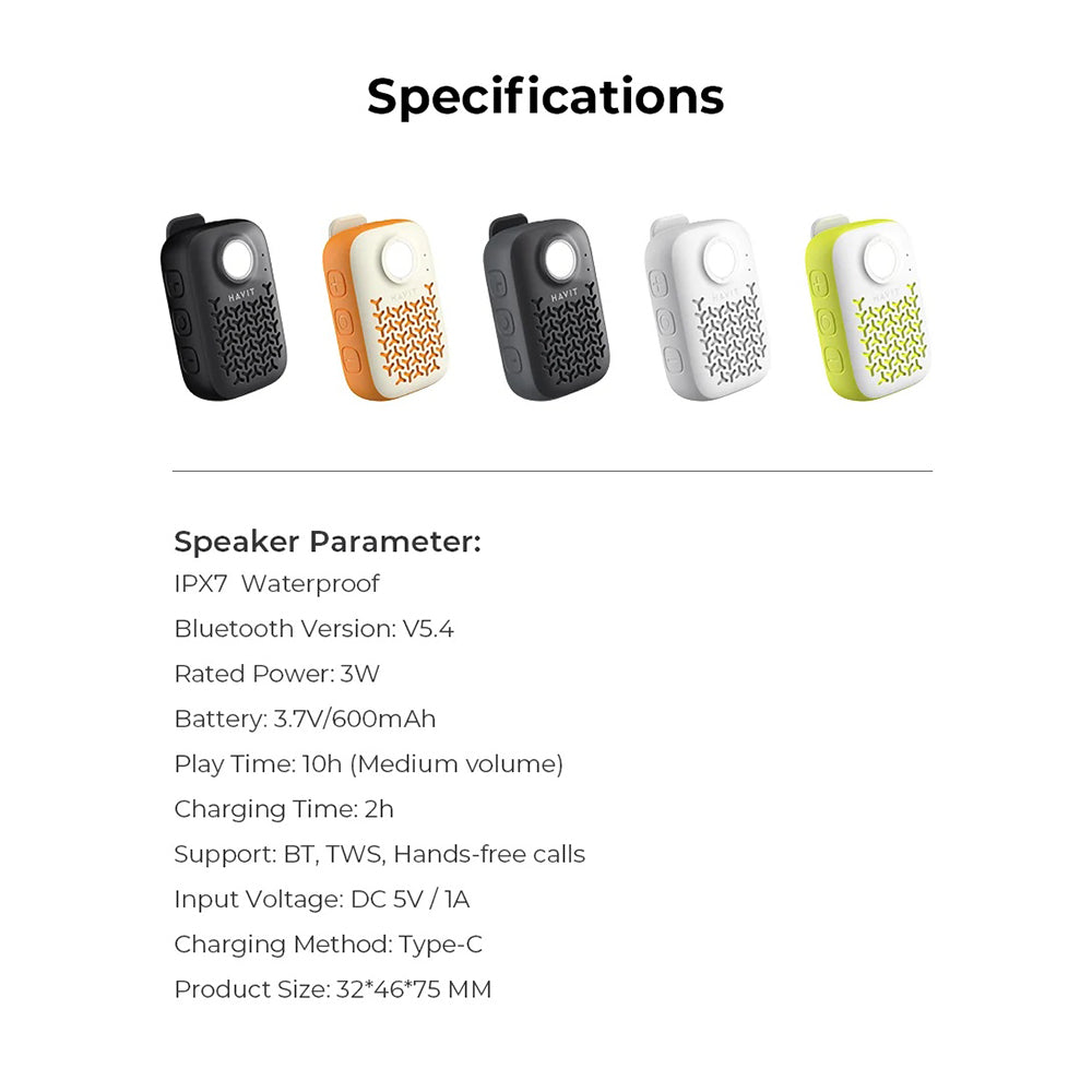 Cassa Portatile Bluetooth HAVIT SK868BT, 5W, Impermeabile, Nera