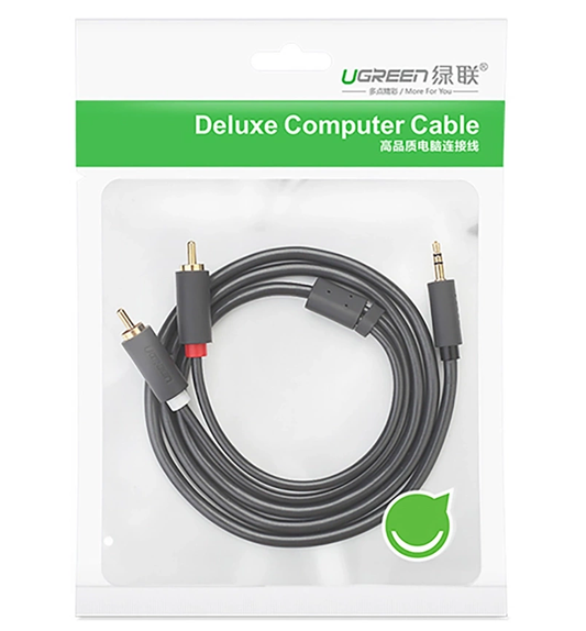 Cavo Audio 3.5mm - 2 x RCA UGREEN AV102, 2m, Nero