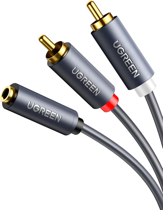 Cavo audio 3,5 mm - 2 x RCA UGREEN AV102, 1 m, grigio