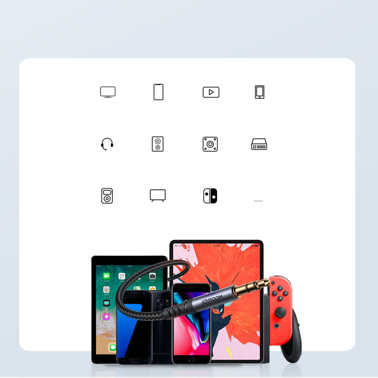 Cavo Audio 3.5mm - 3.5mm Joyroom SY-A08, 1.2m, Nero