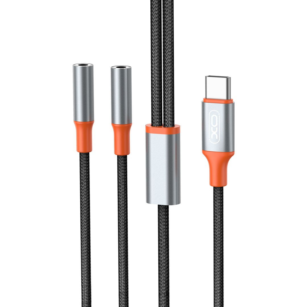 Cavo Audio Splitter USB-C - 2 x 3.5mm XO Design NB-R269B 2in1, 1.2m, Nero