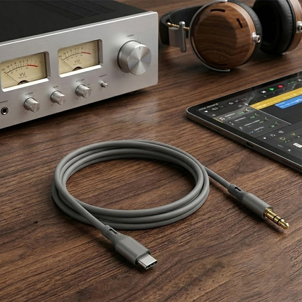 Cavo Audio USB-C - 3.5mm Techsuit AC4 SoundFlex, 1m, Grigio