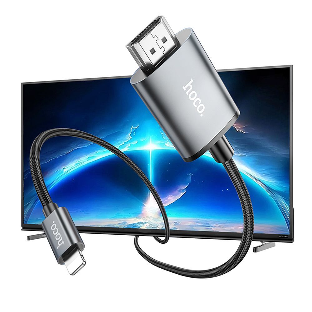 Cavo Audio e Video Lightning - HDMI HOCO UA27, 2m, Grigio