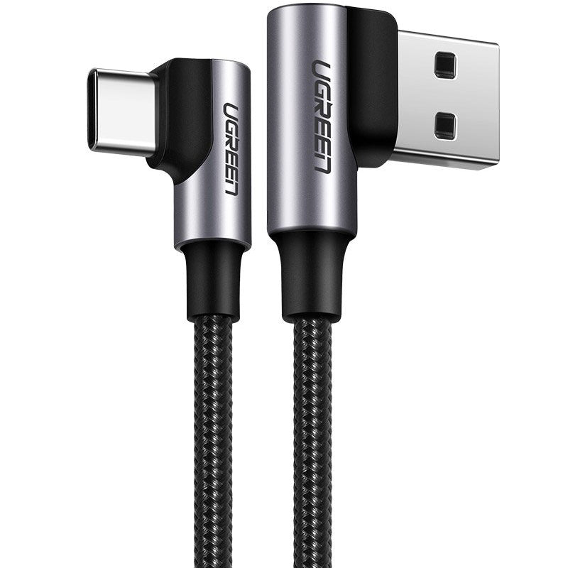 Cavo dati e ricarica da USB-A a USB-C UGREEN US255 angolato, 60W, 1m, grigio