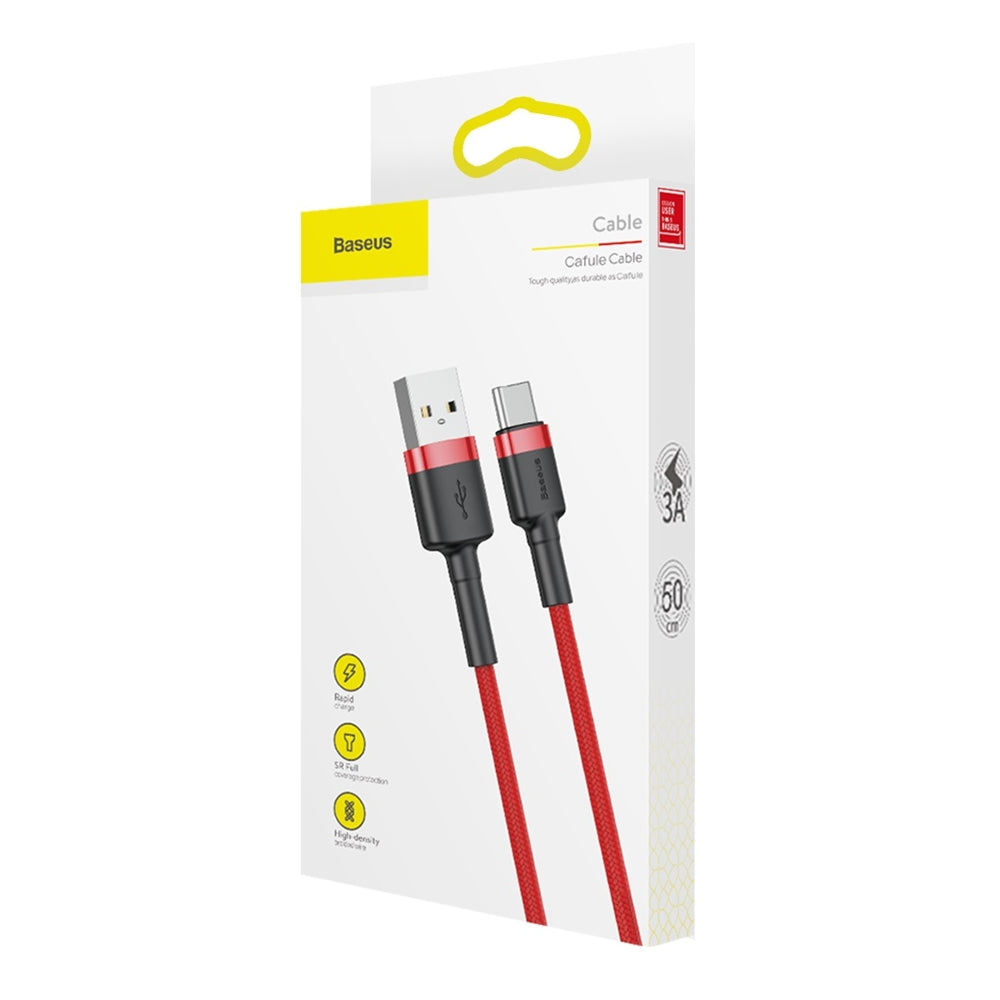 Cavo dati e ricarica USB-A - USB-C Baseus Cafule, 60 W, 0,5 m, rosso CATKLF-A09