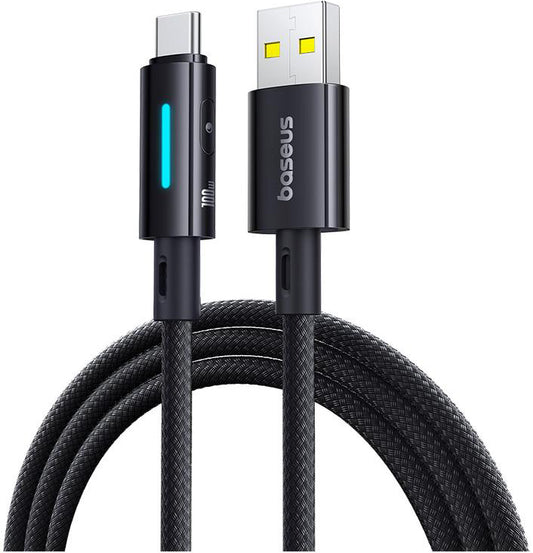 Cavo Dati e Ricarica USB-A - USB-C Baseus Lit Button Control, 100W, 1m, Nero P10379002121-00