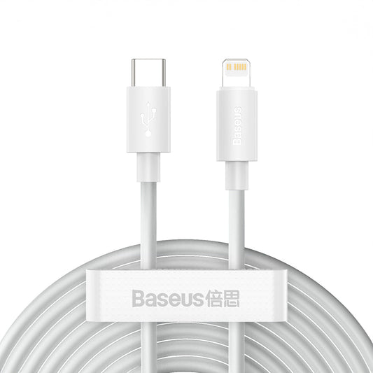 Baseus Simple Wisdom Cavo di ricarica e dati USB-C - Lightning Simple Wisdom, 20W, 1,5 m, Set 2 pezzi, bianco
