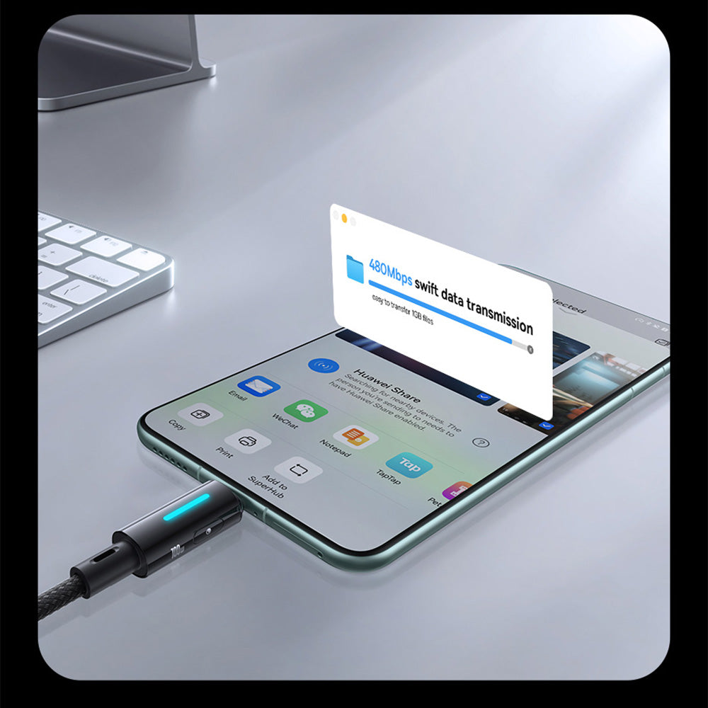 Cavo Dati e Ricarica USB-A - USB-C Baseus Lit Button Control, 100W, 2m, Nero P10379002121-01