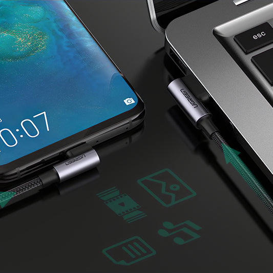 Cavo dati e ricarica USB-A - USB-C UGREEN US176 angolato, 60W, 2m, nero