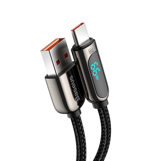 Cavo dati e ricarica USB-A - USB-C Baseus Display a ricarica rapida, 66W, 1m, nero CASX020001 CASX020001