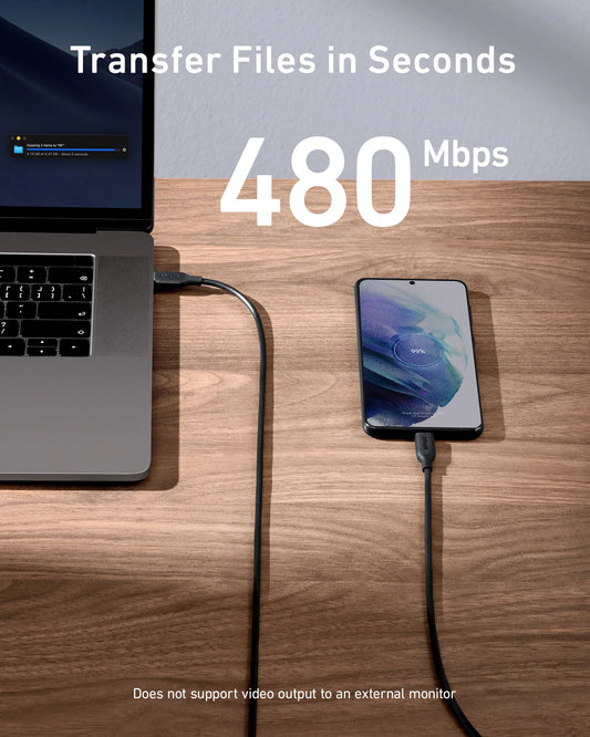 Cavo dati e ricarica USB-C - USB-C Anker 543, 100W, 1,8 m, nero A80E2G11