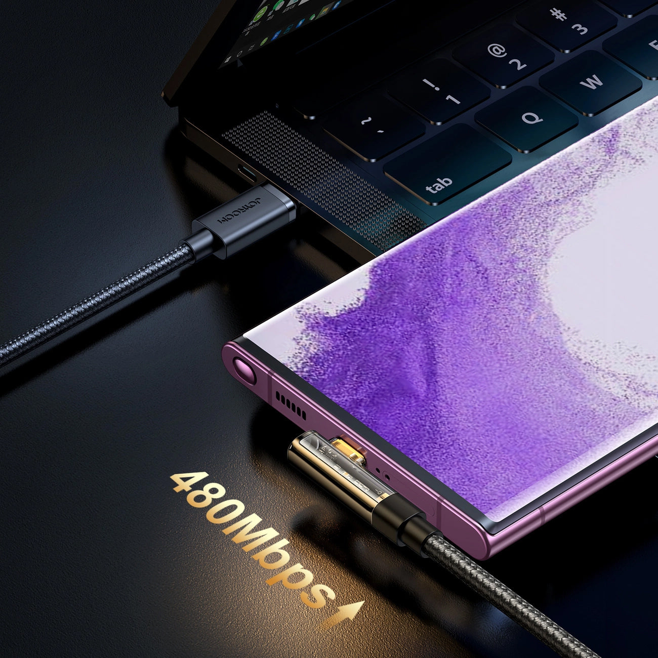 Cavo Dati e Ricarica USB-C - USB-C Joyroom S-CC100A6 Angled, 100W, 1.2m, Nero