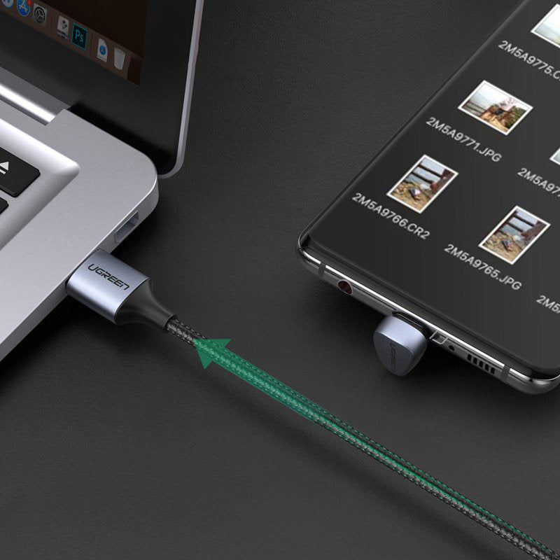 Cavo dati e ricarica USB-A - USB-C UGREEN US311 angolato, 18W, 1m, grigio