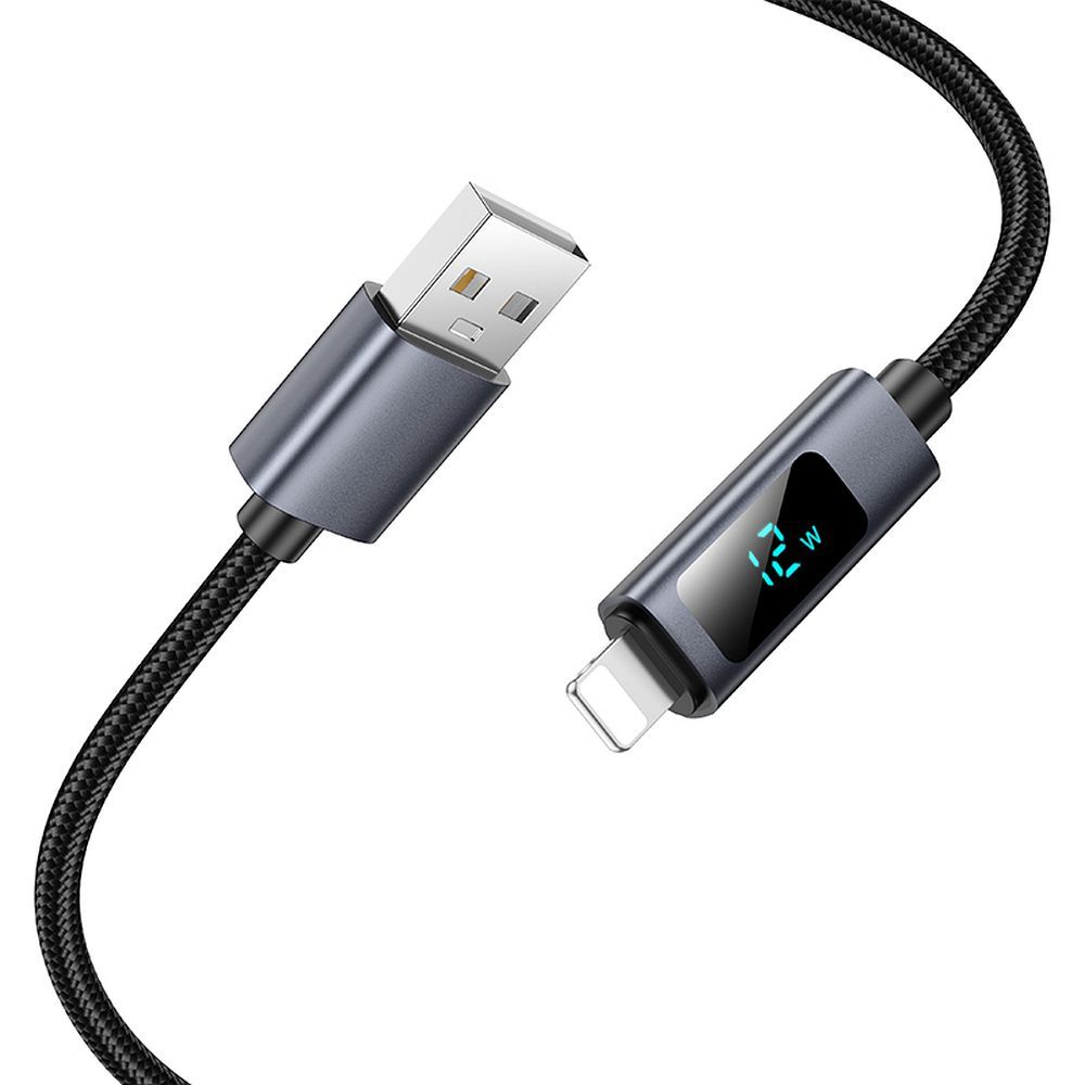 Cavo Dati e Ricarica USB-A - Lightning HOCO Display X112, 18W, 1m, Nero