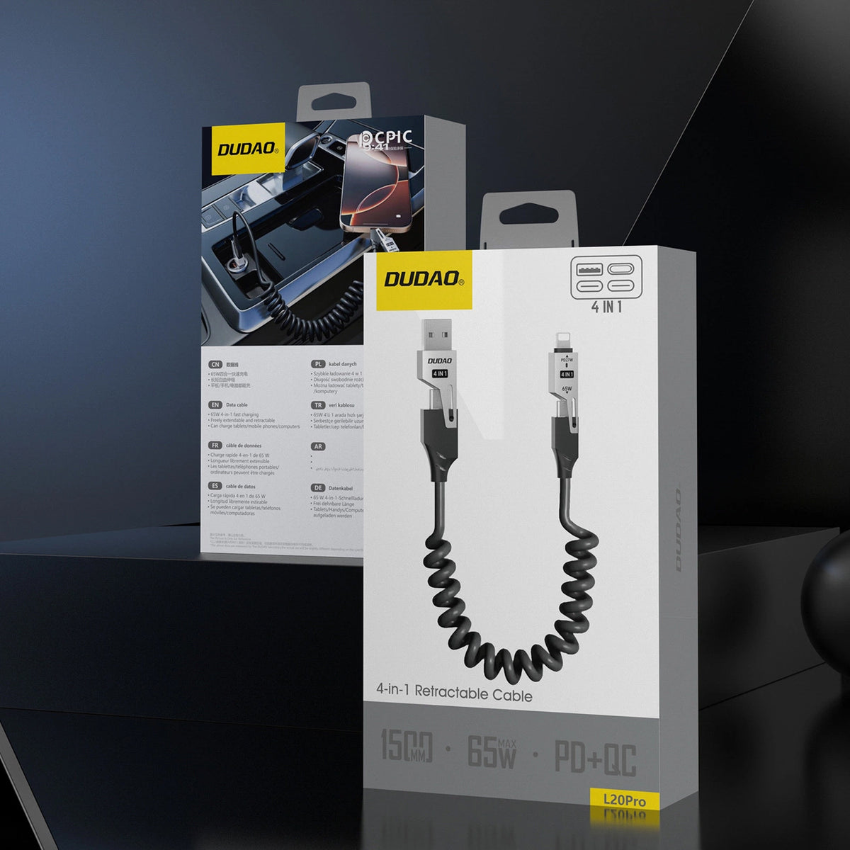 Cavo Dati e Ricarica USB-A / USB-C - Lightning / USB-C Dudao L20 Pro, 65W, 1.5m, Nero