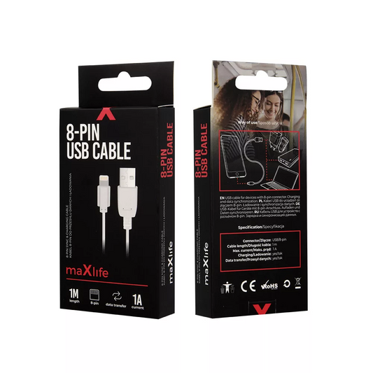 Cavo Dati e Ricarica USB-A - Lightning MaXlife, 5W, 1m, Bianco