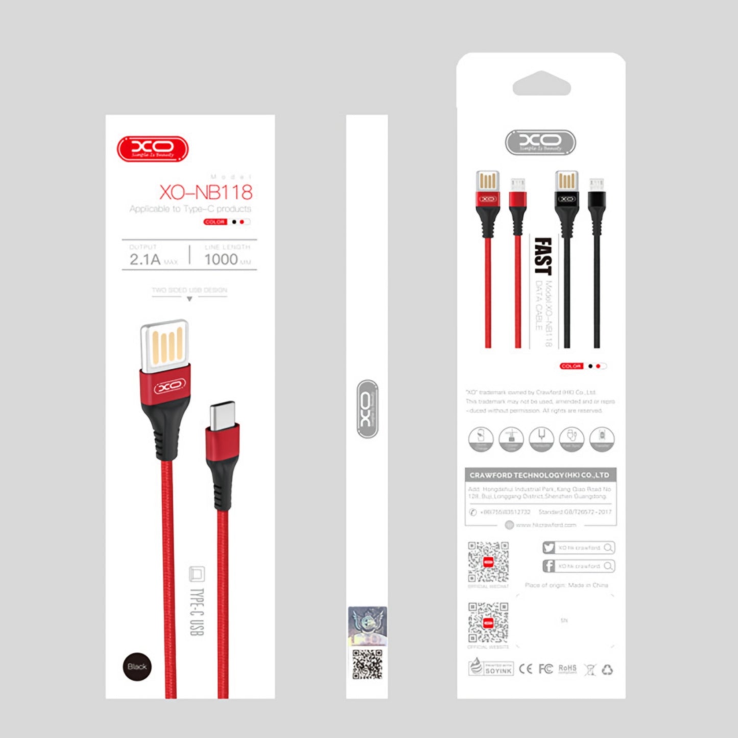 Cavo Dati e Ricarica USB-A - microUSB XO Design NB118, 18W, 1m, Rosso