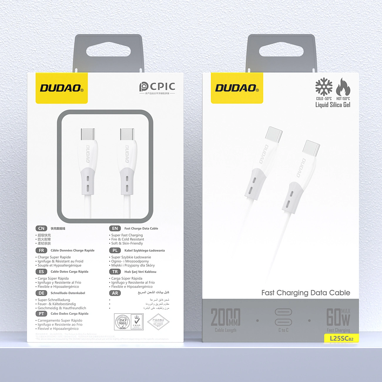 Cavo Dati e Ricarica USB-C - USB-C Dudao L25SC, 60W, 2m, Bianco