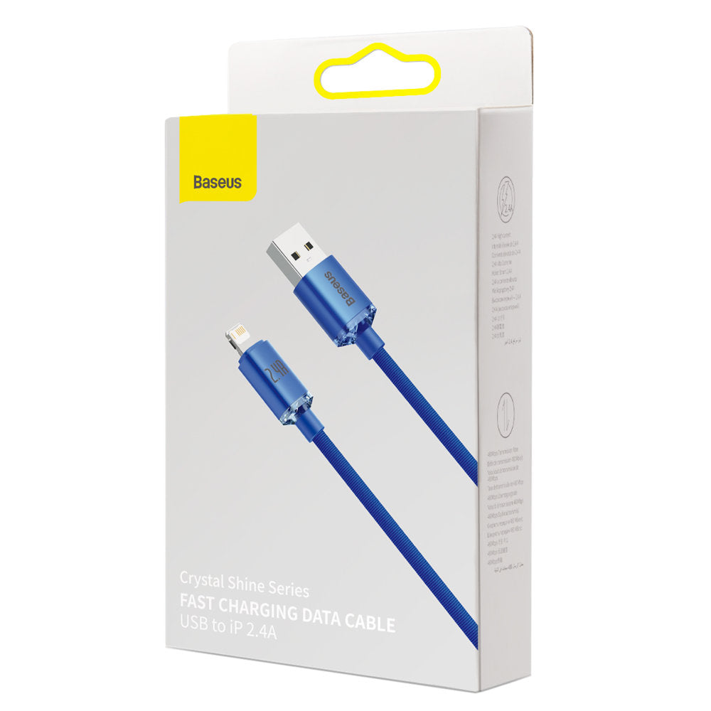 Cavo Dati e Ricarica USB-A - Lightning Baseus Crystal Shine Series, 18W, 1.2m, Blu CAJY000003