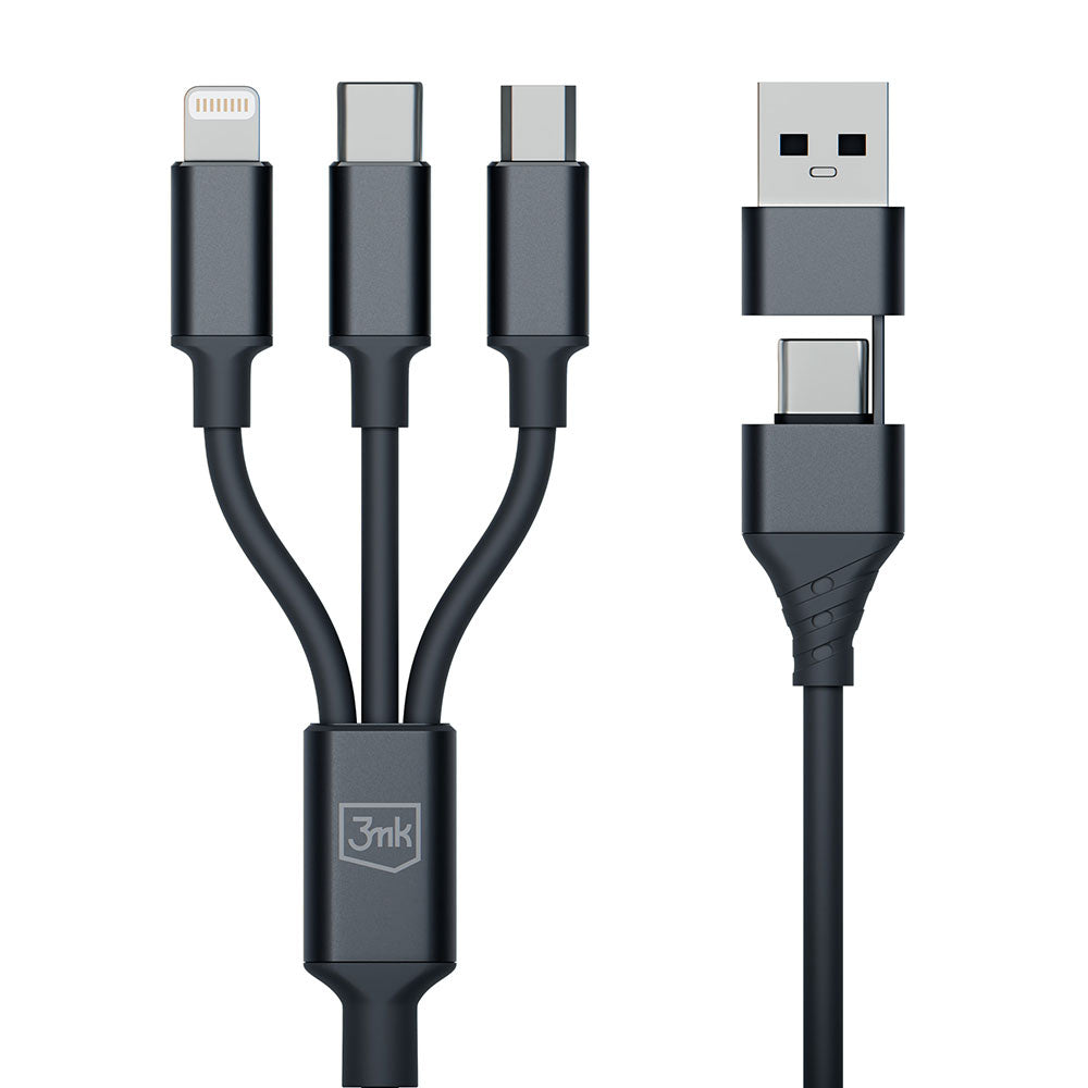 Cavo di Ricarica USB-A / USB-C - Lightning / microUSB / USB-C 3MK Hyper 3in1, 12W, 1.5m, Nero