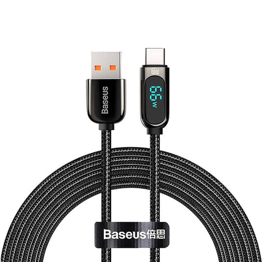 Cavo dati e ricarica USB-A - USB-C Baseus Display a ricarica rapida, 66W, 1m, nero CASX020001 CASX020001