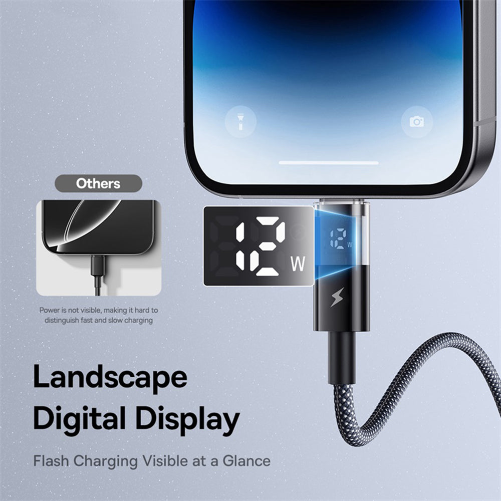 USB-A to Lightning Baseus Display 2 Data and Charging Cable, 18W, 2m, Black P10382700121-01