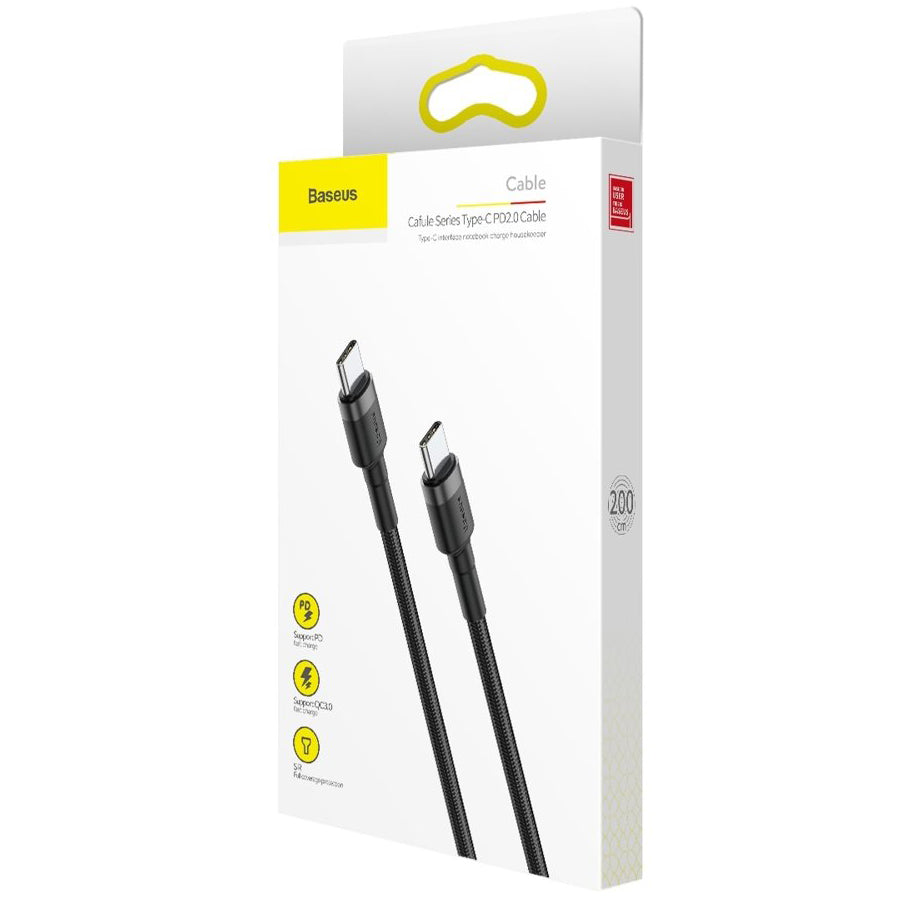 Cavo Dati e Ricarica USB-C - USB-C Baseus Cafule, 60W, 2m, Nero CATKLF-HG1