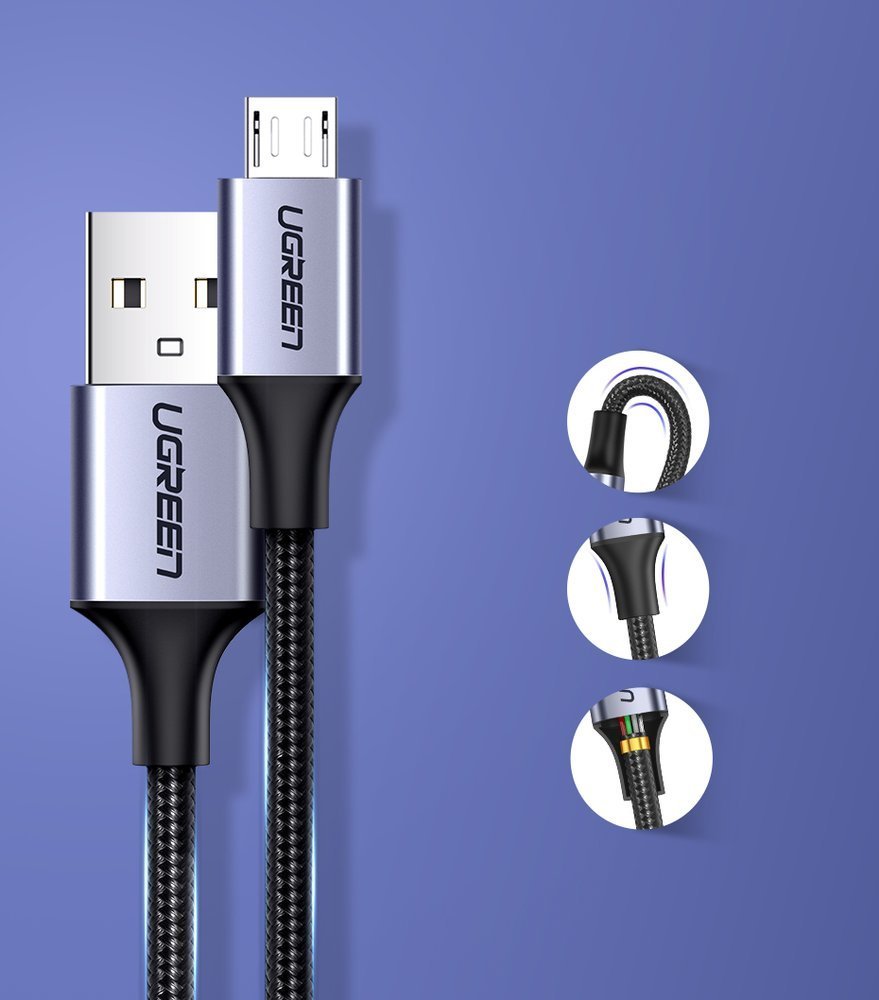 Cavo Dati e Ricarica USB-A - microUSB UGREEN US290, 18W, 1.5m, Nero