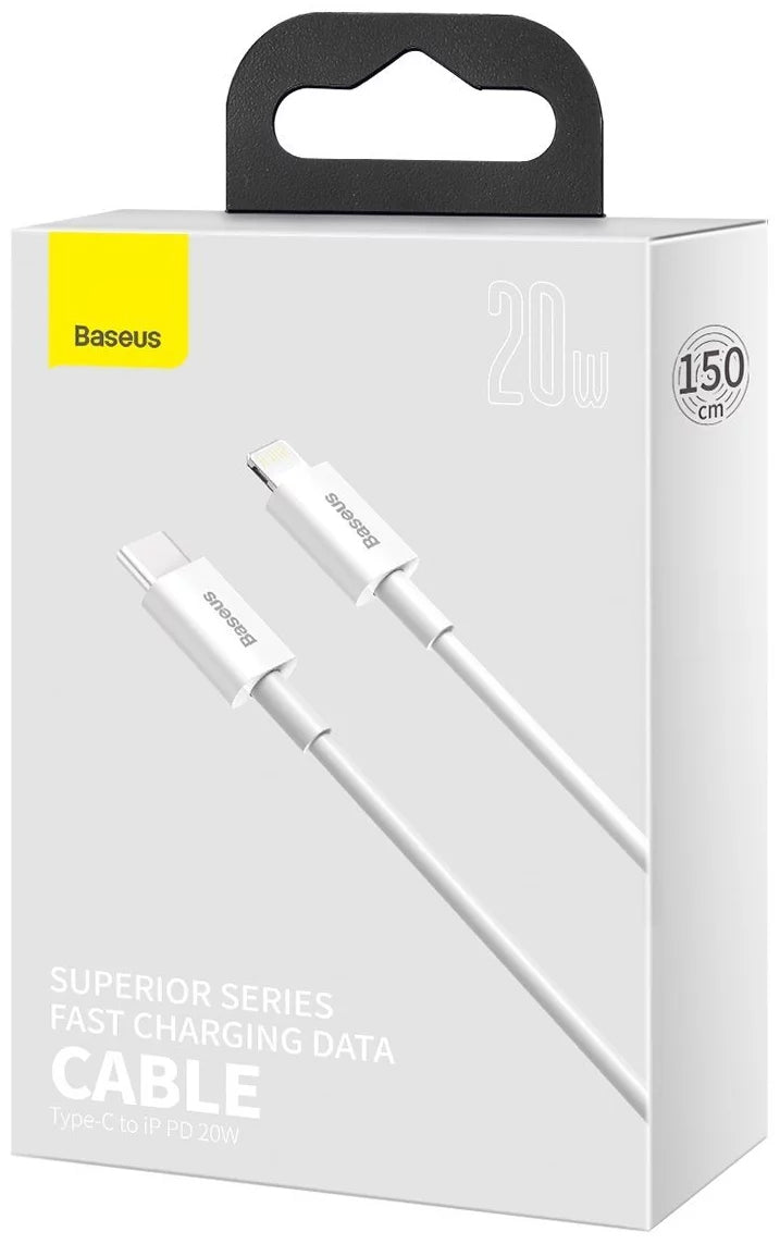 Cavo dati e ricarica USB-C - Lightning Baseus Serie Superior, 20W, 1,5 m, bianco CATLYS-B02