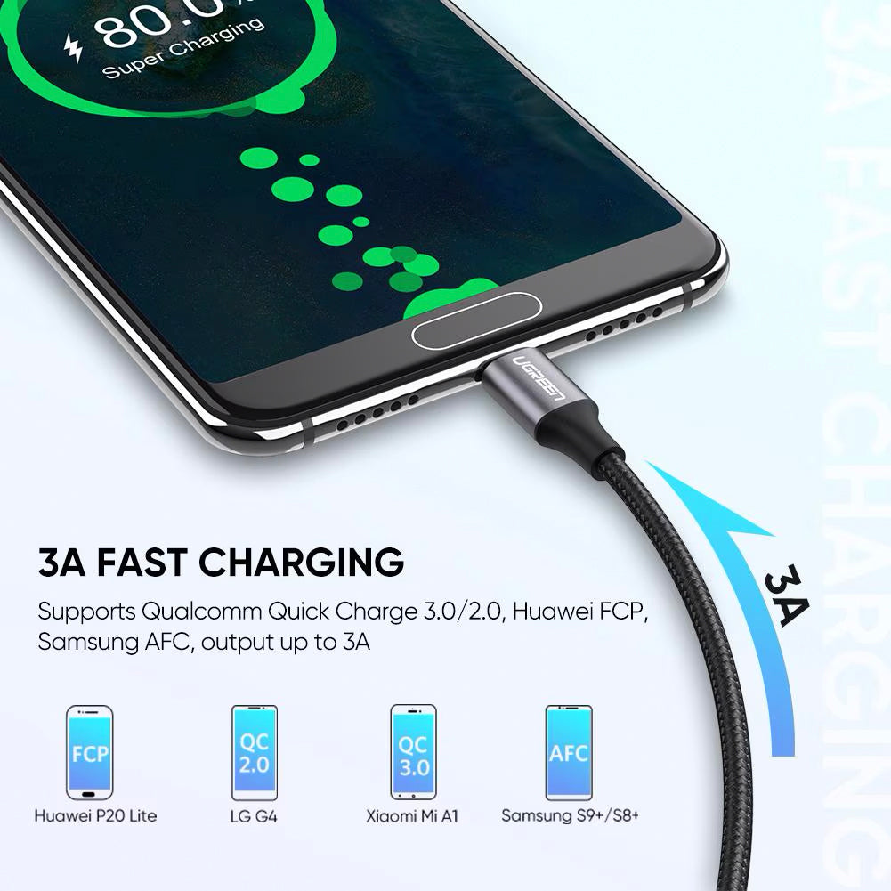 Cavo Dati e Ricarica USB-A - USB-C UGREEN US288, 18W, 0.5m, Nero