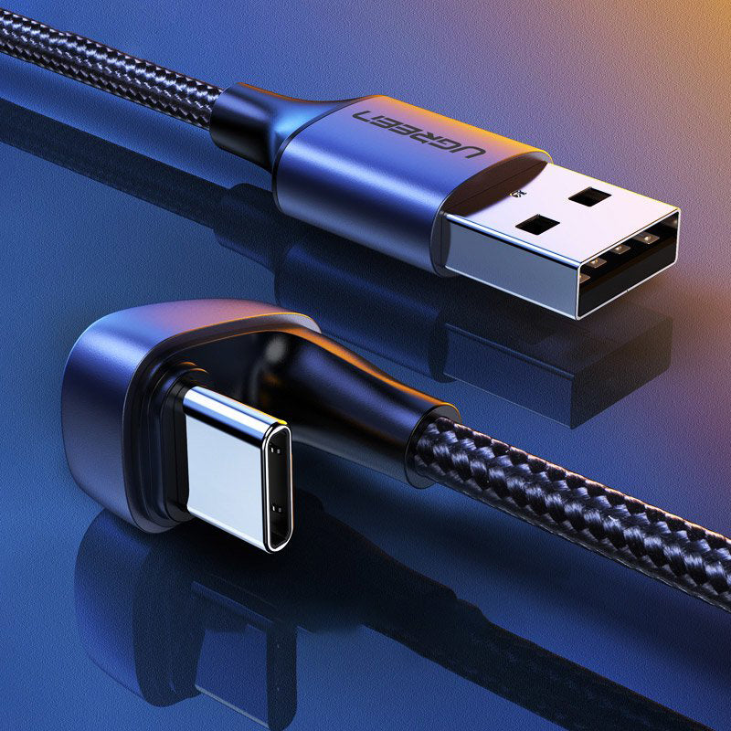 Cavo dati e ricarica USB-A - USB-C UGREEN US311 angolato, 18W, 1m, grigio